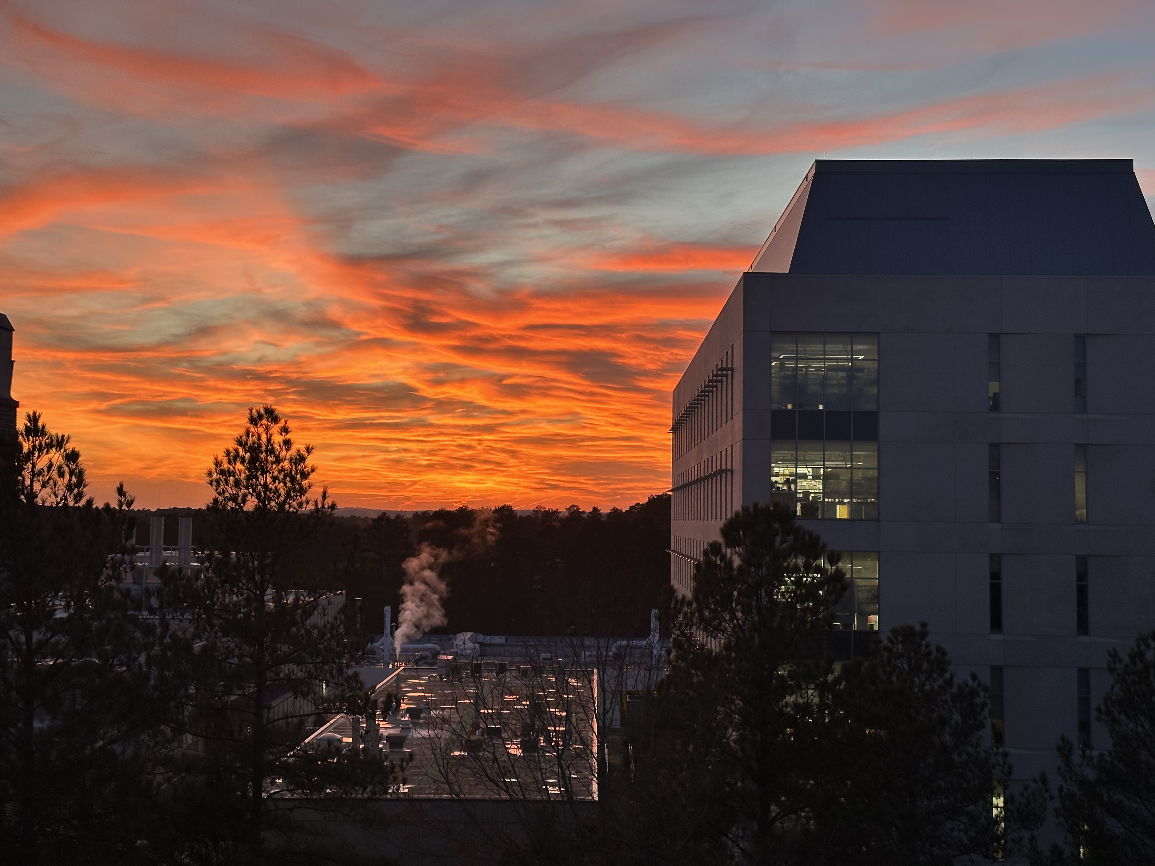 Sunset over MSRB3 at Duke University