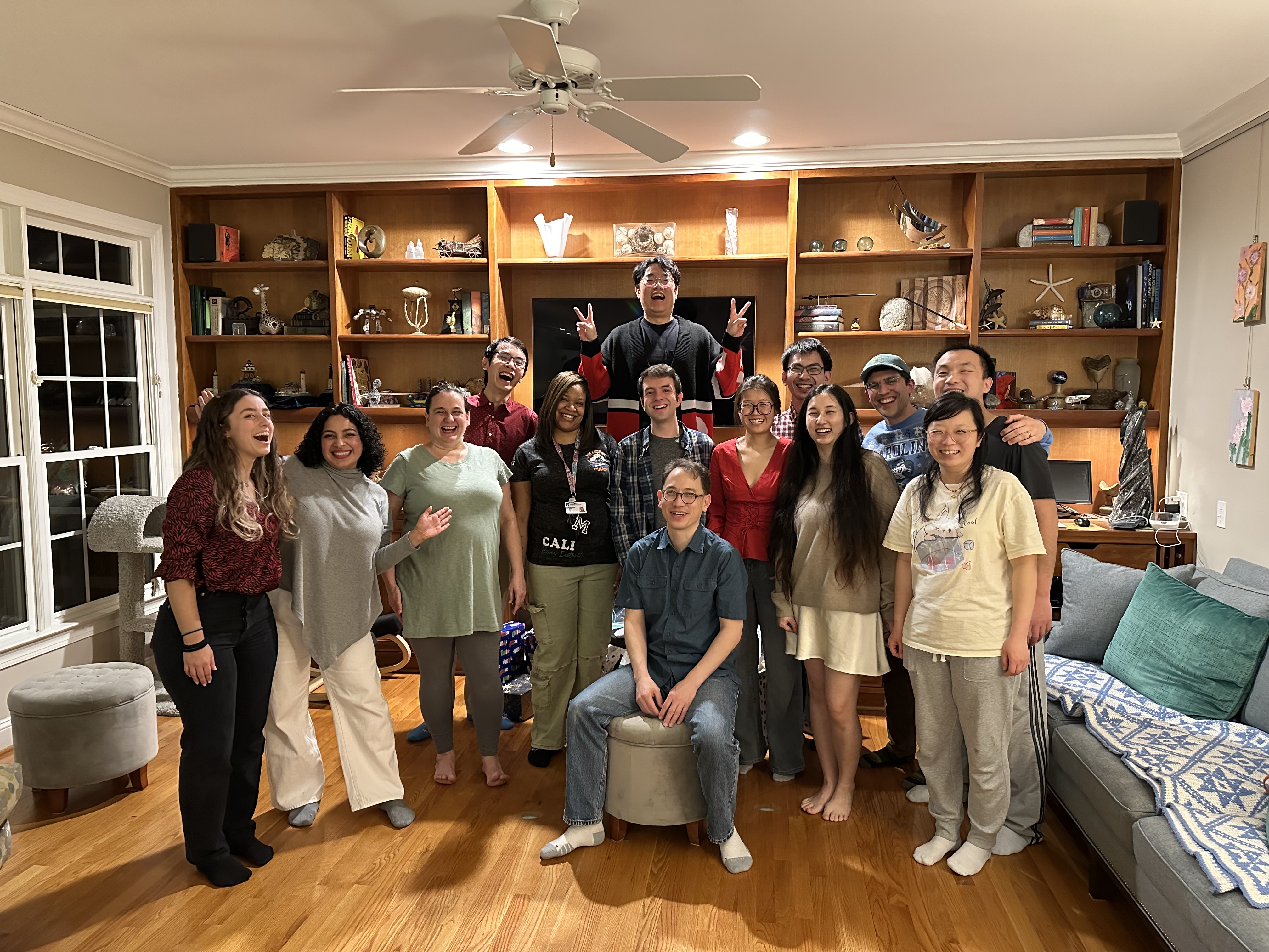 Miao Lab group gathering at a house party