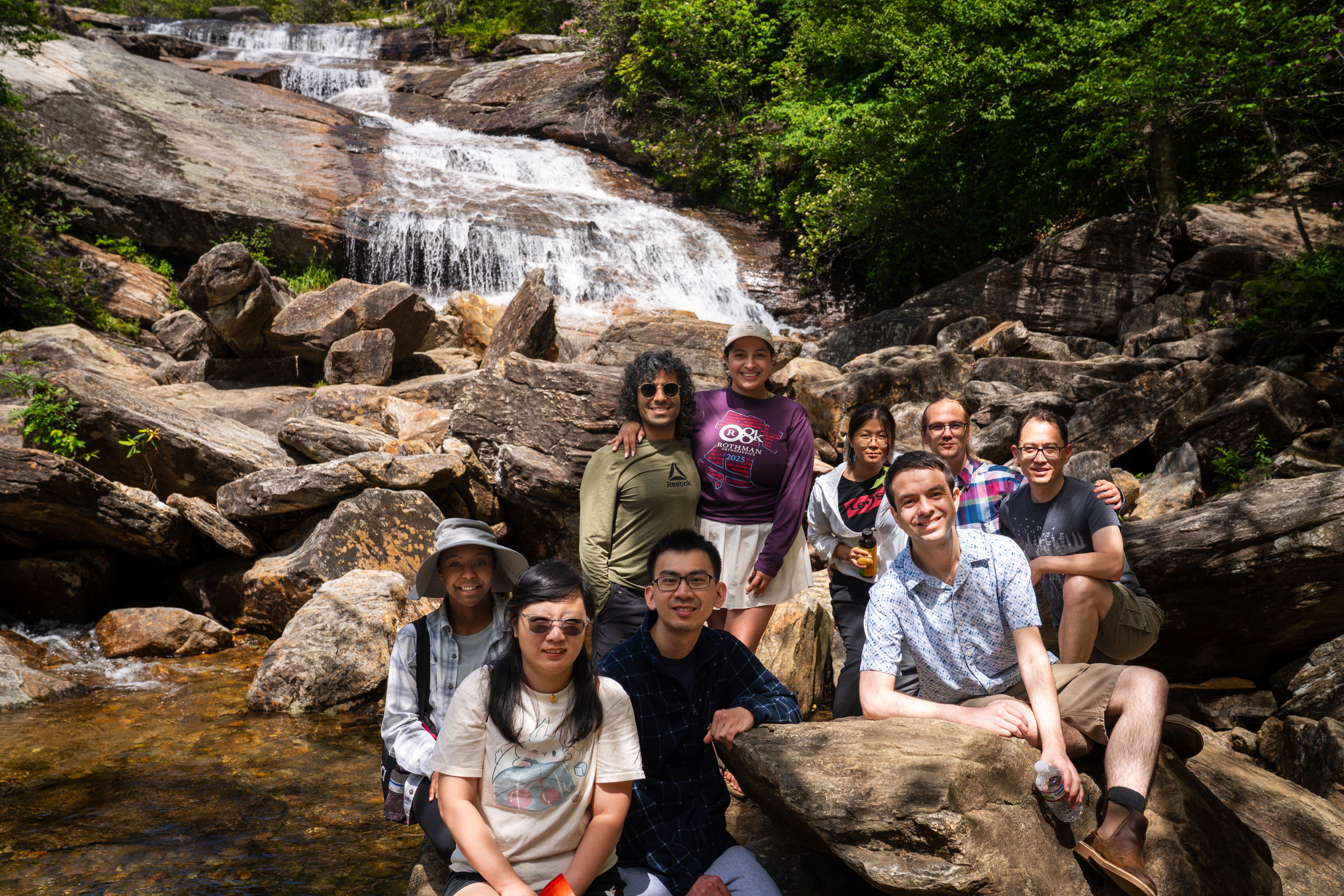 Lab Retreat at Graveyard Fields waterfall